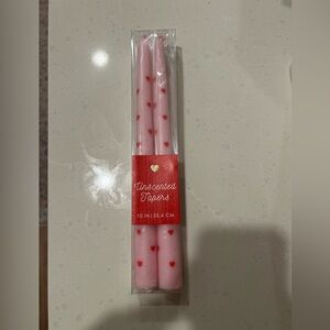 Pink Taper Candles with Red Hearts